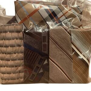 Lot of 8 Brown Tan Neutral Vintage & Newer Career Silk Polyester Necktie Ties